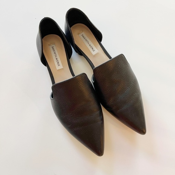 Saks Fifth Ave Black Leather Mule - 7 - Picture 1 of 4